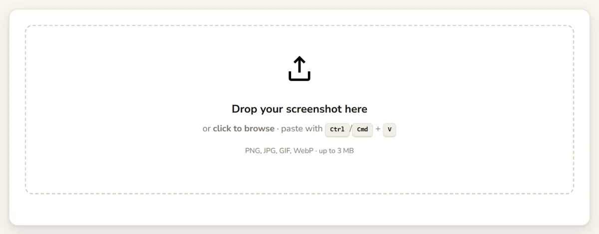 The upload box on the sshot.online home page